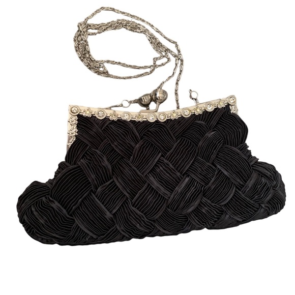 Black evening bag/ clutch  with chain strap - Picture 2 of 9